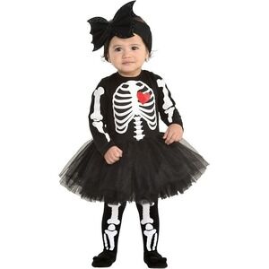 Amscan Baby Tutu Dress Halloween Skeleton Costume Set - Size 6-12 Months